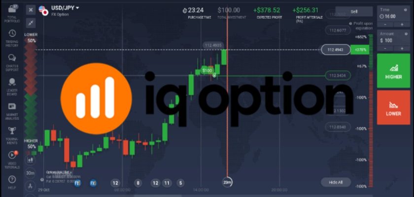piattaforma IQ Option con logo del broker