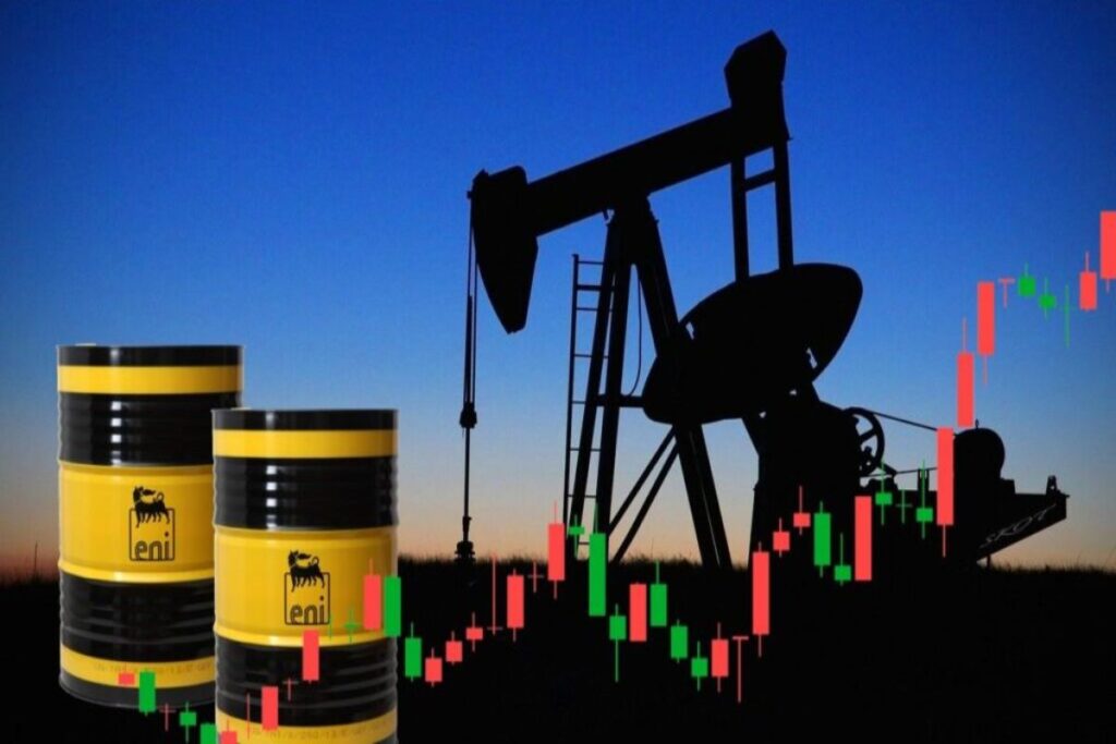 trivelle petrolio e barili con logo di Eni