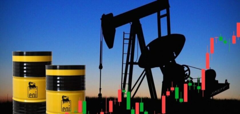 trivelle petrolio e barili con logo di Eni