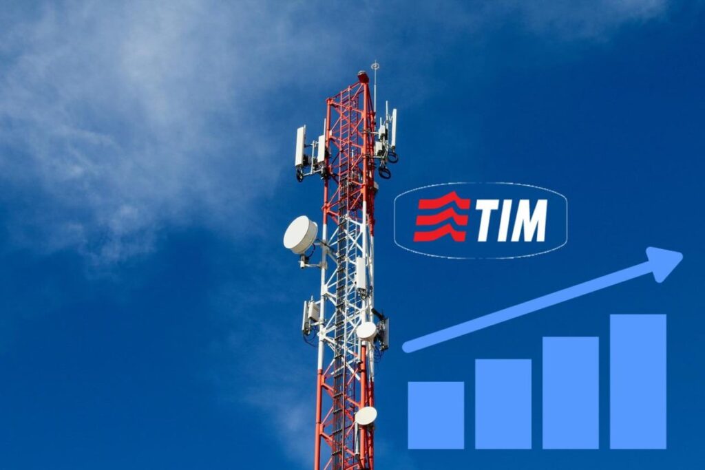 antenna delle tlc e logo di TIM