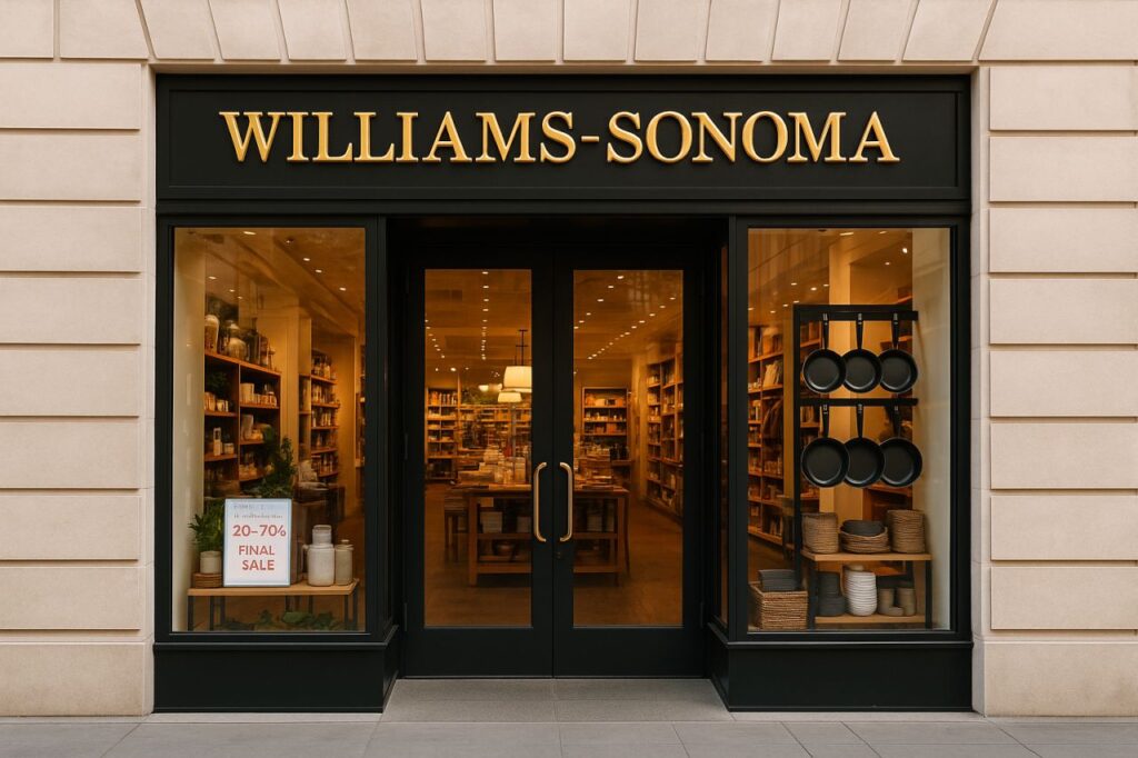 Scritta Williams Sonoma sull'ingresso di un punto vendita