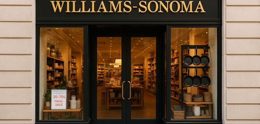 Scritta Williams Sonoma sull'ingresso di un punto vendita
