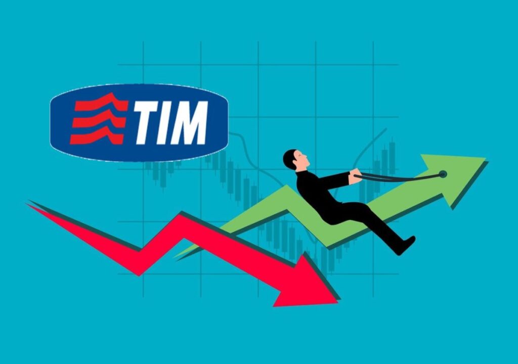 logo TIM e omino che cavalca grafici