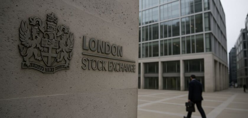 la scritta London Stock Exchange sull'angolo di una parete