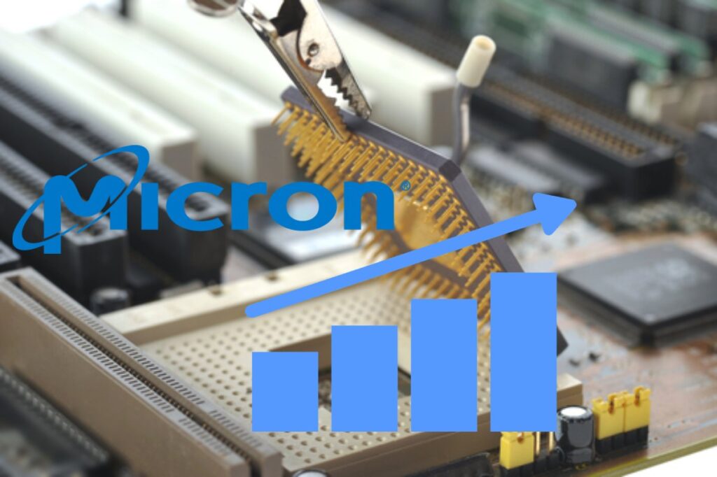 memoria semiconduttori e logo Micron