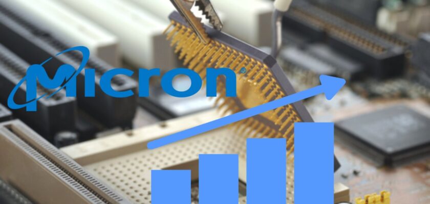 memoria semiconduttori e logo Micron