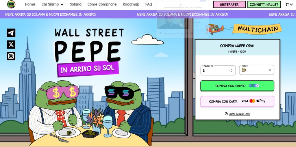 WEPE, meme coin, solana, crypto, cripto, criptovalute, ethereum, wepe presale, prevendita wepe, pepe coin
