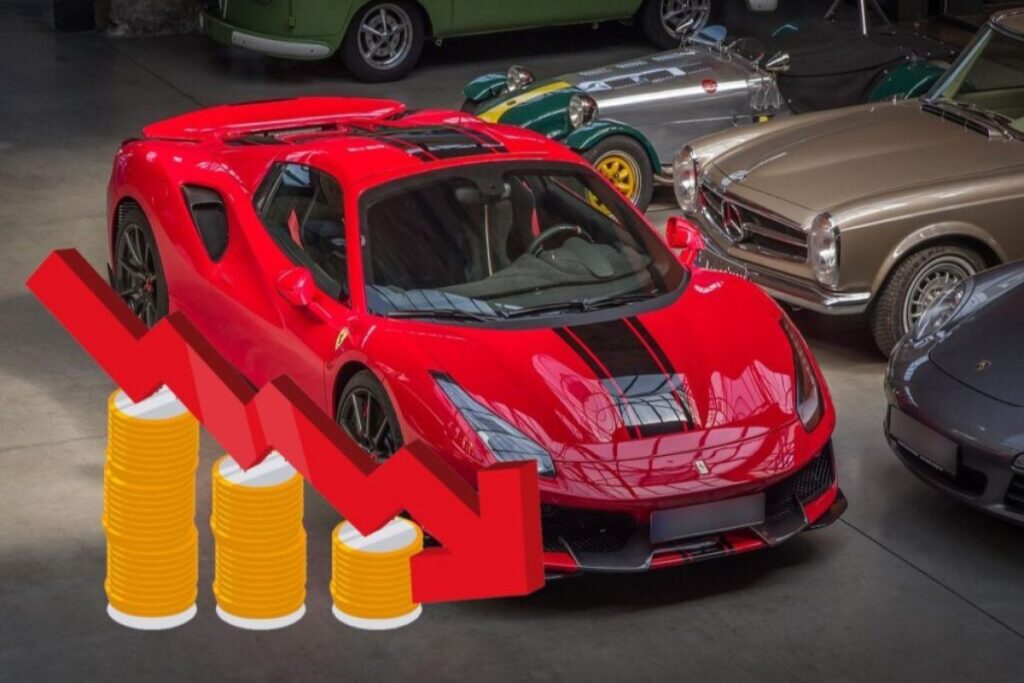 auto Ferrari e grafico generico di ribasso