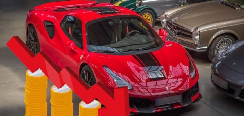 auto Ferrari e grafico generico di ribasso