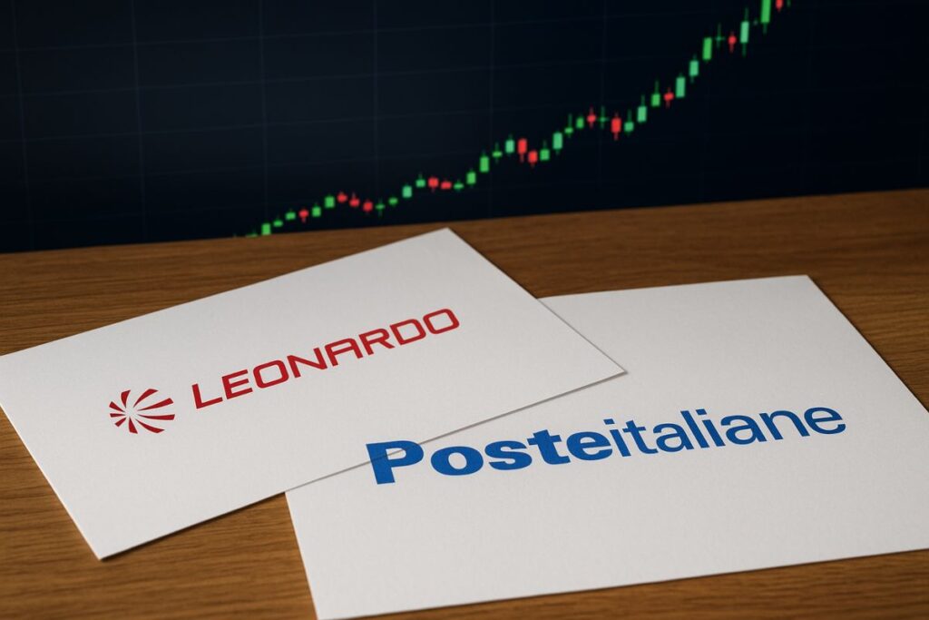 fogli con loghi Poste Italiane e Leonardo