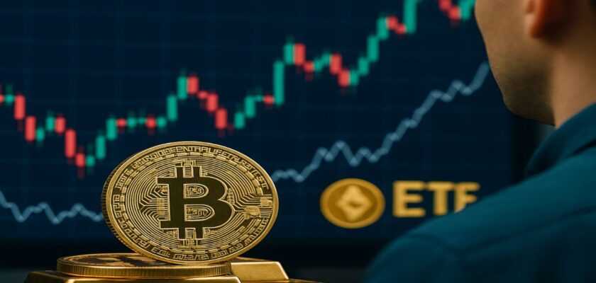 trader che guarda grafico e crypto