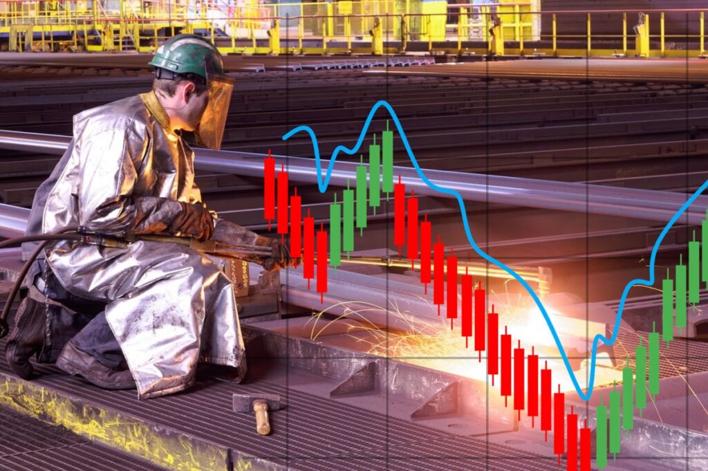 siderurgico e grafico di borsa