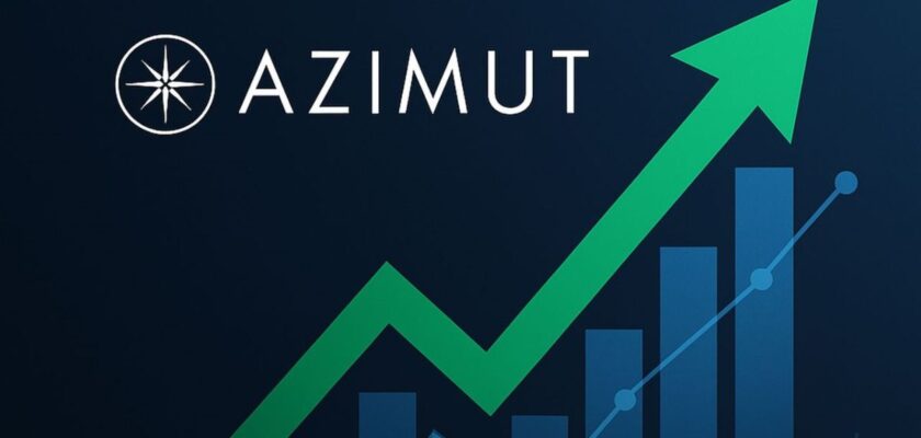 grafico in rialzo e logo di Azimut