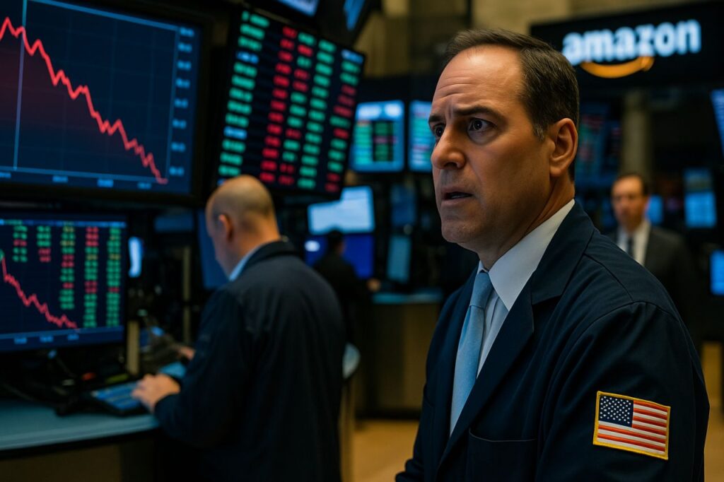 L'interno di una sala di Borsa con investitori che osservano i tabelloni