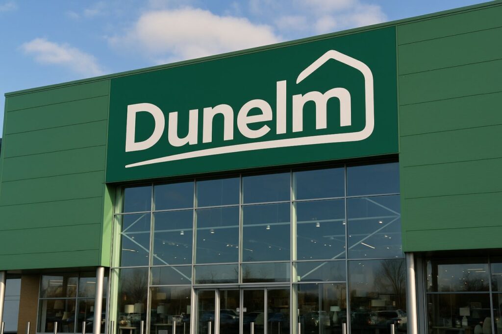 Un edificio con logo e scritta Dunelm in alto sull'entrata