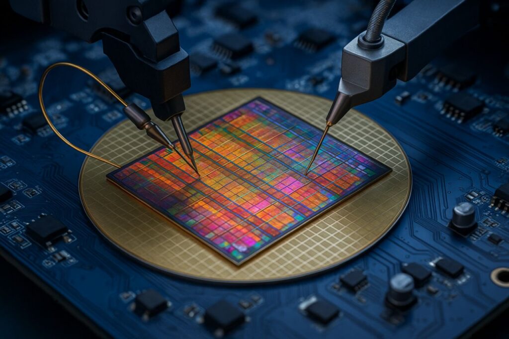 Dettaglio di alcuni elementi di un microchip