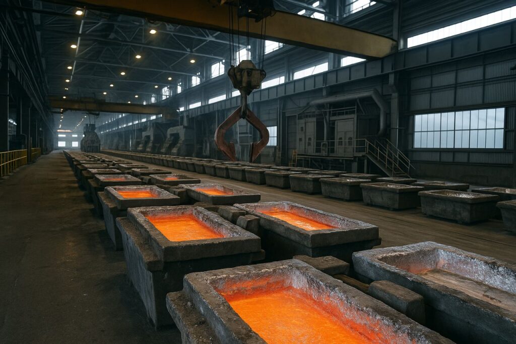 Alcune fasche con del metallo fuso