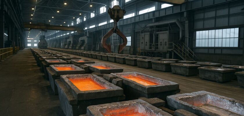 Alcune fasche con del metallo fuso