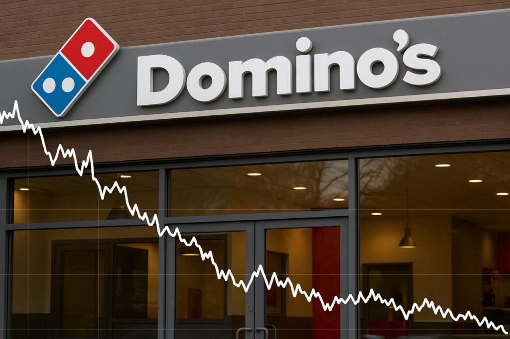 Insegna Domino's sull'entrata di uno dei punti vendita