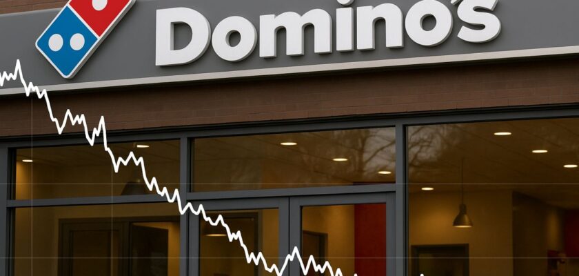 Insegna Domino's sull'entrata di uno dei punti vendita