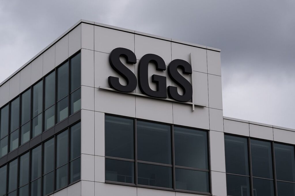 Un edificio con la scritta SGS