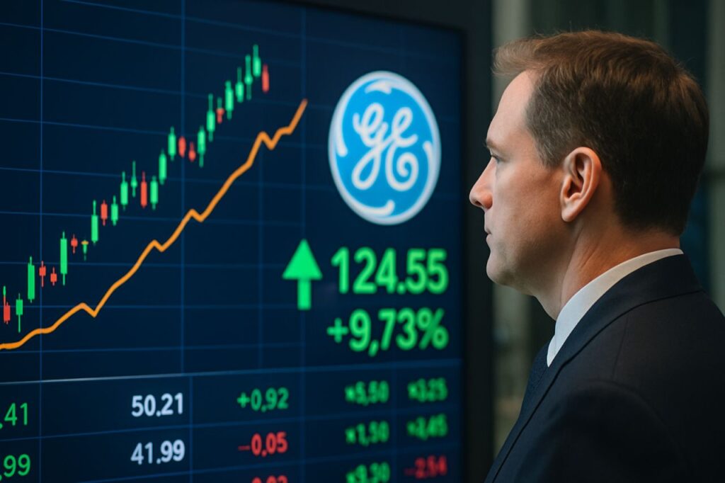 Un uomo di spalle che osserva uno schermo con dei grafici finanziari