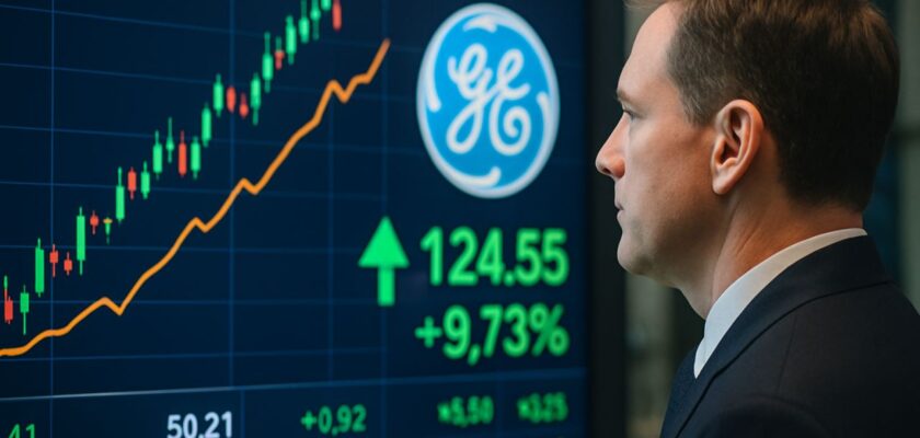 Un uomo di spalle che osserva uno schermo con dei grafici finanziari