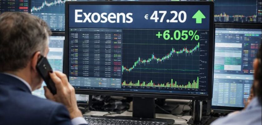 Uno schermo con l'andamento del titolo Exosens