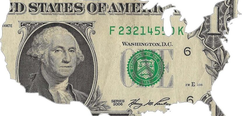 dollaro stilizzato su cartina Usa
