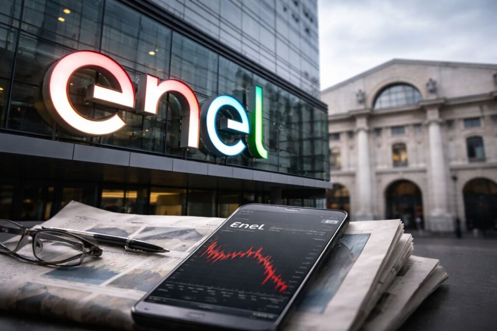 Logo enel sulla vetrata di un edificio