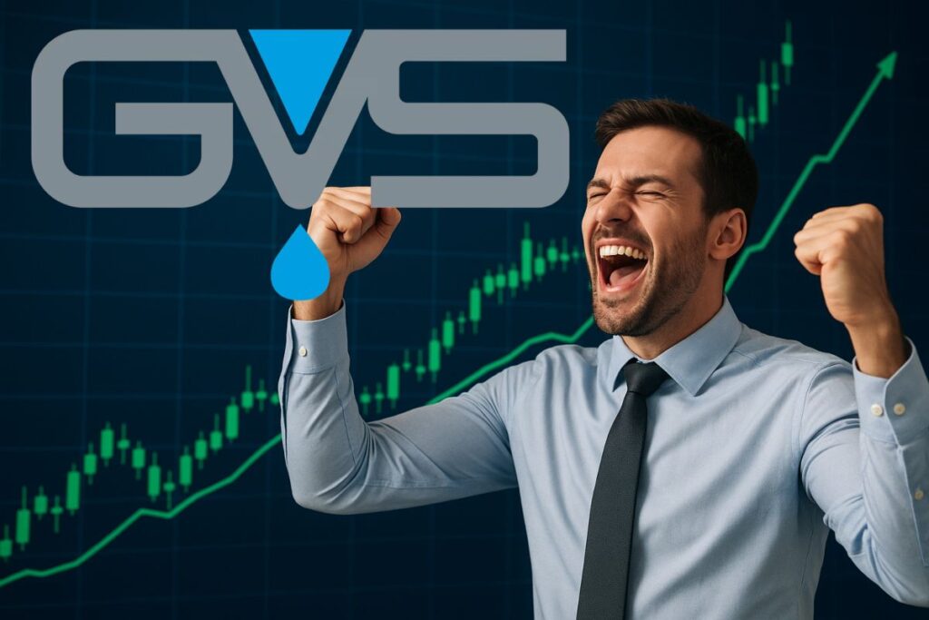 trader che esulta e logo GVS