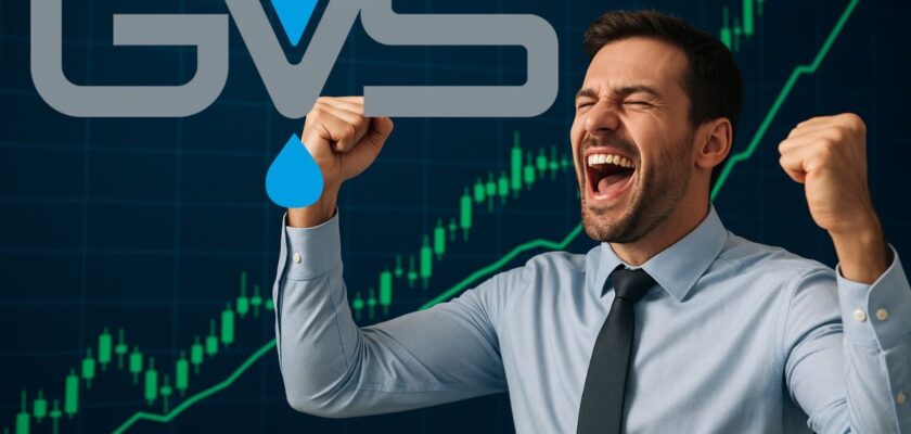 trader che esulta e logo GVS