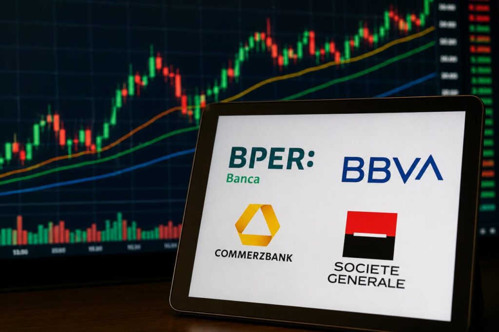 tablet con logo banche